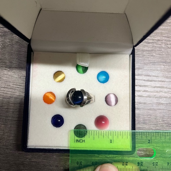 .925 Ring w/interchangeable Colored Stones - Picture 5 of 5